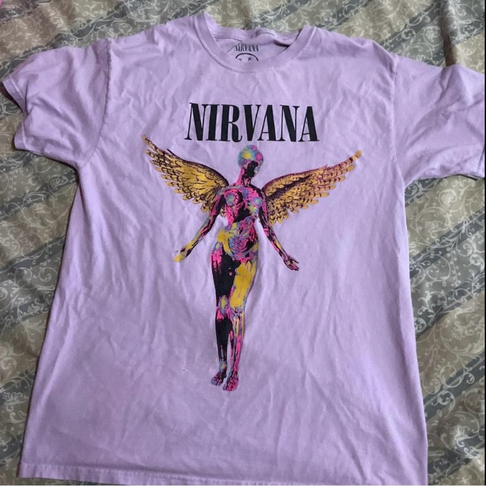 NIRVANA Lavender Tee with Angelic Graphic